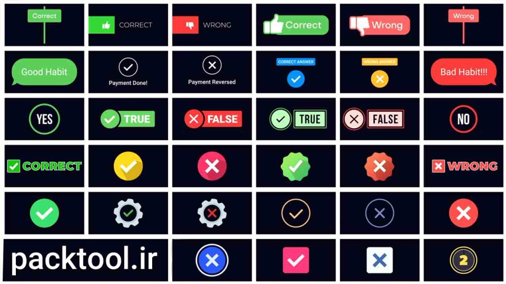 دانلود پروژه آماده افتر افکت: بسته انیمیشن علامت زدن Checkmark Cross Animation Pack