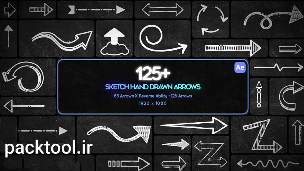 دانلود پروژه آماده افتر افکت: 125 طرح فلش های ترسیم شده با دست 125 Sketch Hand Drawn Arrows