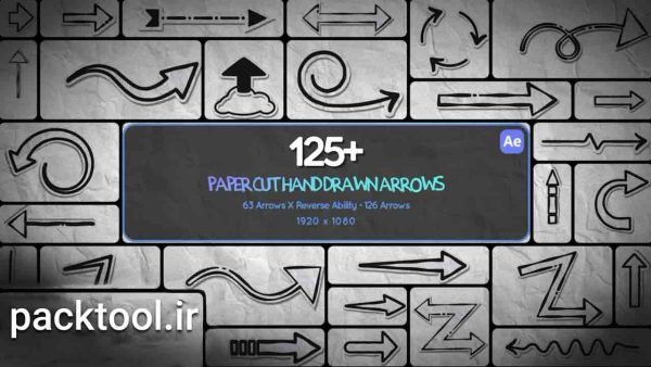 دانلود پروژه آماده 125 فلش دستی برش کاغذ Paper Cut Hand Drawn Arrows 125 افتر افکت