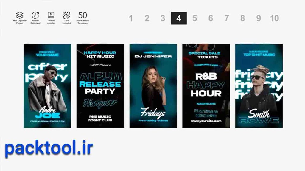 دانلود پروژه آماده استوری های پارتی اینستاگرام افتر افکت Instagram Party Stories