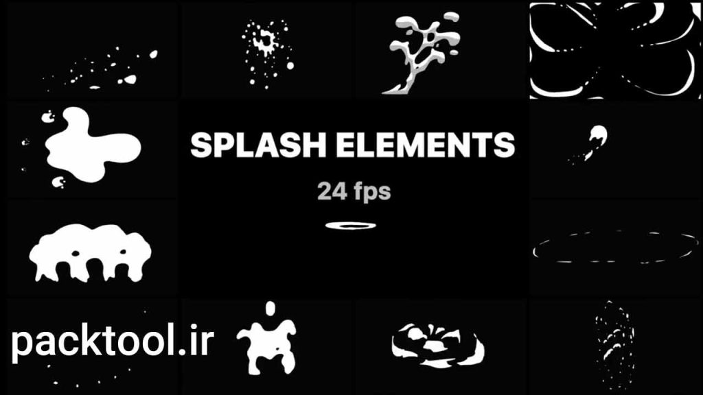 دانلود پروژه آماده المان های پاشیدن موشن گرافیک در افتر افکت Splash Elements source