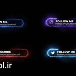 پروژه پریمیر زیرنویس نور نئونی شبکه اجتماعی Neon Social Media Lower Thirds