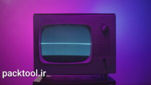 دانلود فوتیج فیلم قدیمی نور نئون در تلویزیون Old Retro Television On Neon