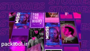 پروژه آماده افتر افکت استوری اینستاگرام با تم بنفش Purple Stories Instagram