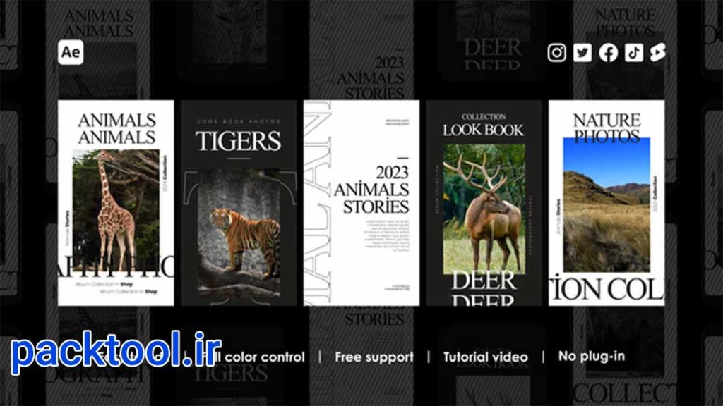 پروژه آماده افتر افکت استوری اینستاگرام حیوانات Instagram Stories Animals
