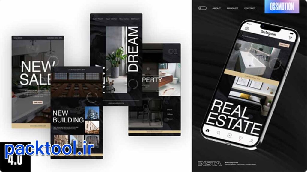 پروژه آماده افتر افکت استوری اینستاگرام مسکن و املاک Real Estate Stories