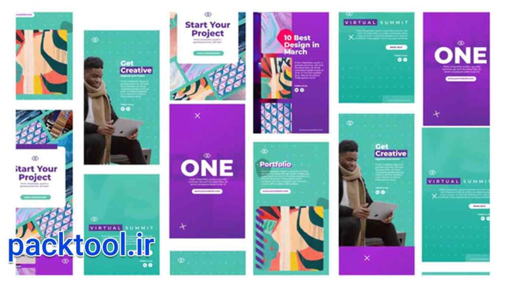 پروژه آماده افتر افکت استوری طراحی استودیو اینستاگرام Design Studio Stories