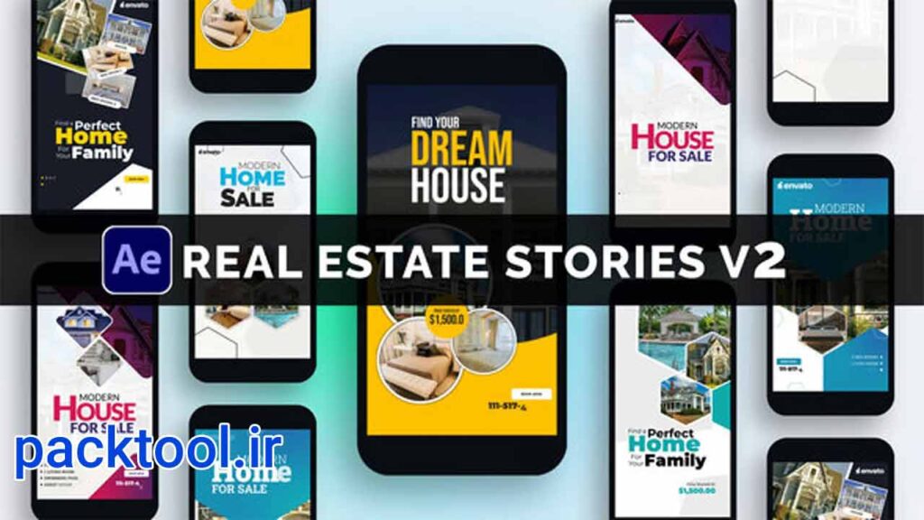پروژه آماده افتر افکت استوری فروش املاک Real Estate Stories Ads Promo