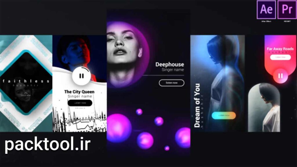 پروژه افتر افکت استوری اینستاگرام موزیک Instagram Unique Music Stories
