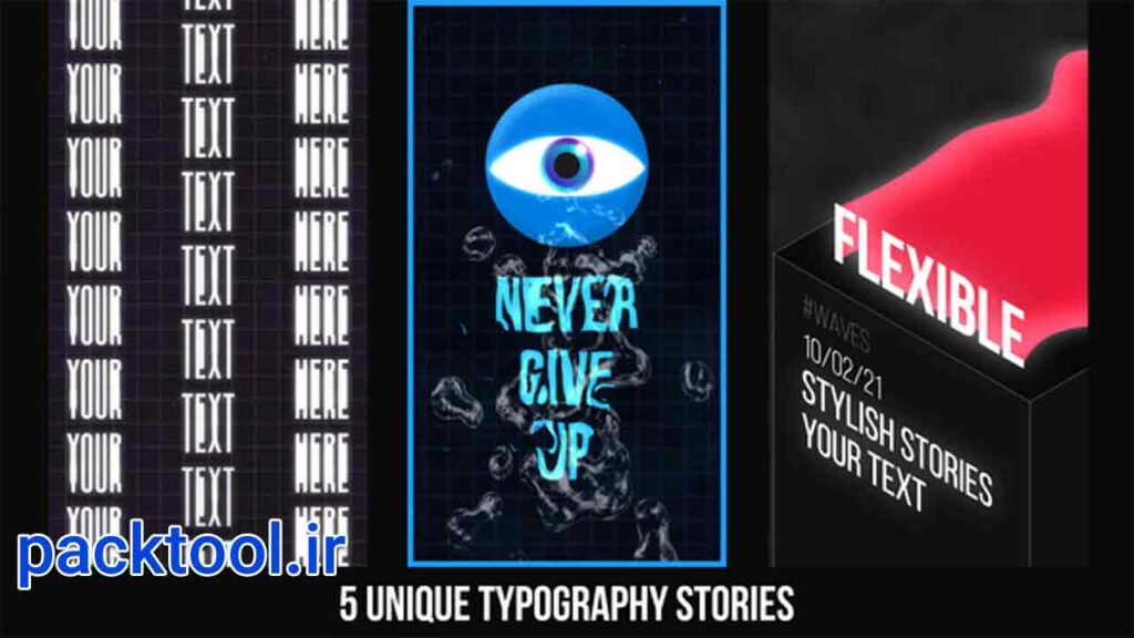 پروژه افتر افکت استوری تایپوگرافی اینستاگرام Instagram Typography Stories
