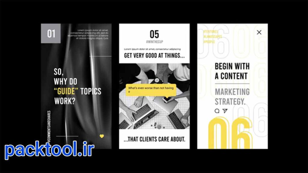 پروژه افتر افکت استوری های وبلاگ آنلاین اینستاگرام Online blog stories