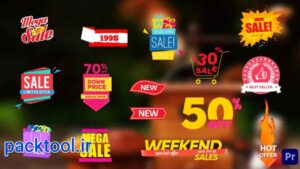 دانلود پروژه آماده پریمیر استیکرهای تخفیف فروش Sales Discount Stickers