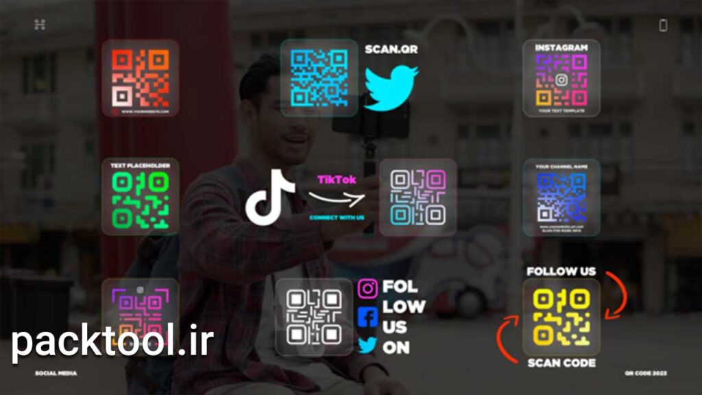 دانلود پروژه افتر افکت نمایش شبکه اجتماعی با کی آر کد Social Media QR