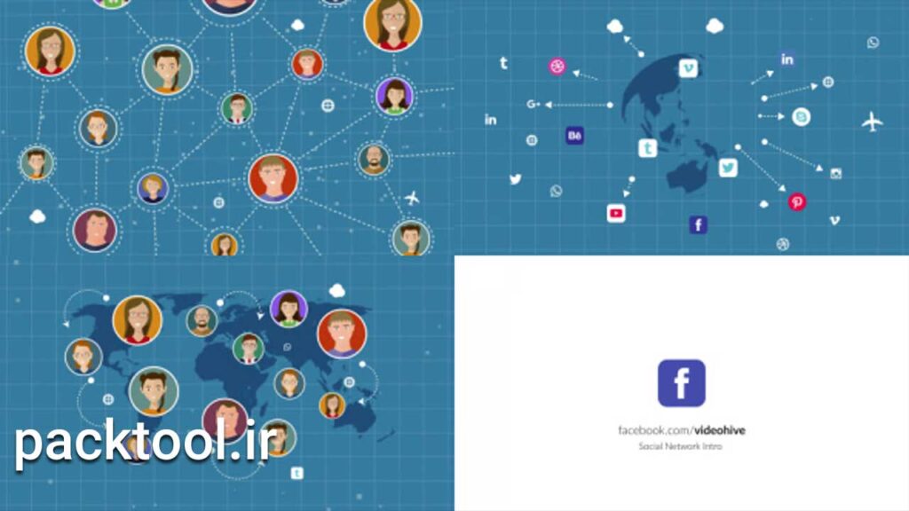 پروژه آماده اینترو شبکه های اجتماعی افتر افکت Social Network Intro