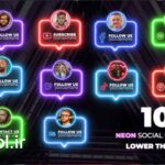 پروژه پریمیر زیرنویس نئونی برای شبکه های اجتماعی Neon Social Lower Thirds