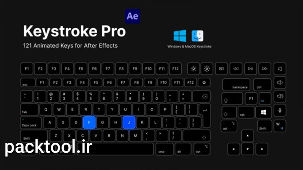 دانلود پروژه آماده افتر افکت نمایش شرتکات روی کیبورد Keystroke Pro