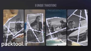 پروژه آماده افکت پاره شدن کاغذ برای پریمیر پرو Paper Cut Transitions