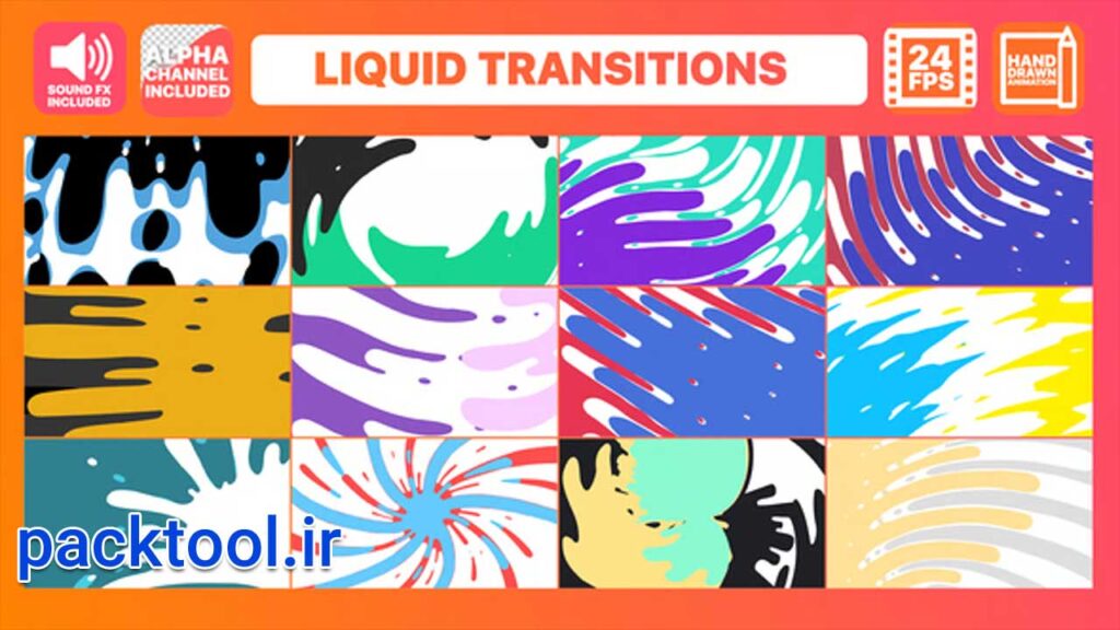 دانلود پروژه آماده افتر افکت پکیج ترانزیشن مایع Liquid Transitions Pack