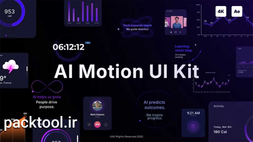 دانلود پروژه آماده افتر افکت کیت رابط های کاربری هوش مصنوعی AI Motion UI Kit