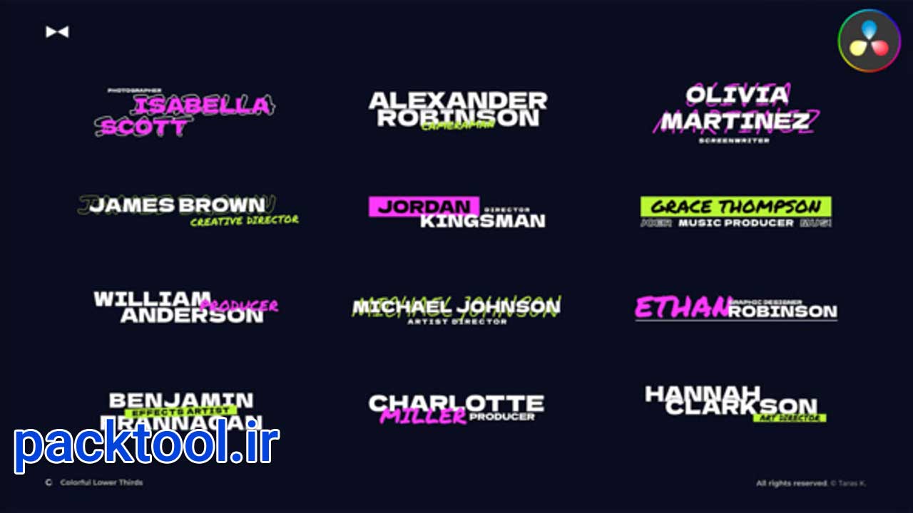 دانلود پروژه آماده داوینچی ریزالو زیرنویس رنگی Colourful Lower Thirds دانلود پروژه آماده داوینچی ریزالو زیرنویس رنگی Colourful Lower Thirds