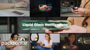 پروژه افتر افکت انیمیشن نوتیفیکیشن با افکت شیشه ای Glass Liquid Notifications