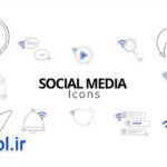 دانلود پروژه پریمیر آیکون خطی شبکه های اجتماعی Social Media Icons Pack